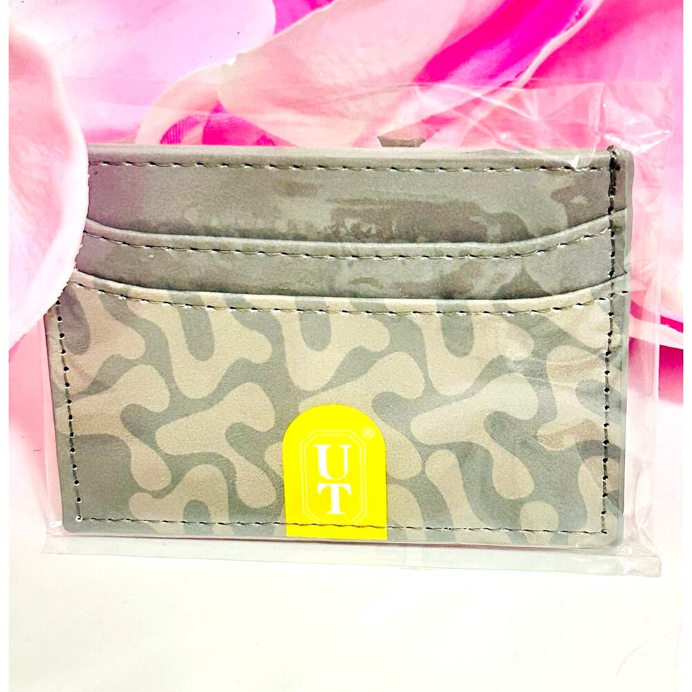 NWT Slim Card Holder Wallet Gray Camo Card Case RFID Style Minimalist Wallet